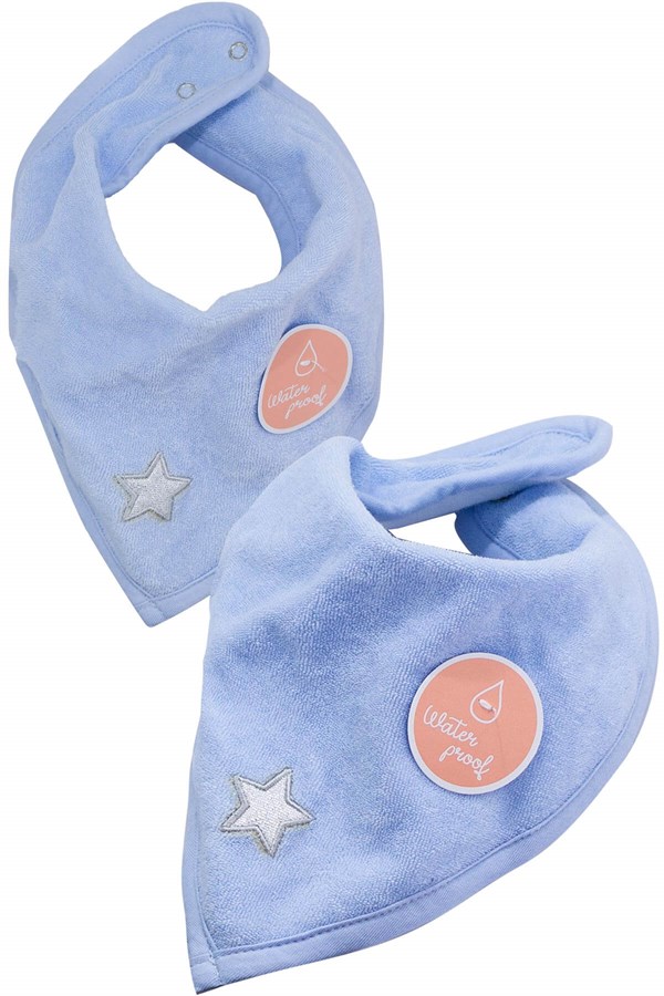 Mama Önlükleri 2'li Fular Önlük Su Geçirmez Havlu Kumaş Mavi Uygun Bebe