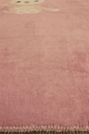 Battaniye Welsoft Bebek Battaniyesi 100x150 cm Pembe Tembel Hayvan Nakışlı Uygun Bebe