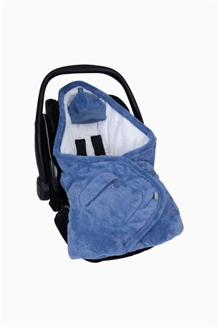 Bebek Arabası Uyumlu Wellsoft Bebek Şapkalı Kundak Battaniyesi MaviBebek Kundakları Bebek Arabası Uyumlu Pamuklu Wellsoft Bebek Kundak Battaniyesi Mavi Uygun Bebe