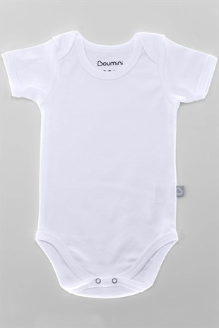Body&Zıbın Boumini Bebek Çıtçıtlı Body Kısa Kollu Beyaz Zarf Yaka 0-36 ay Boumini