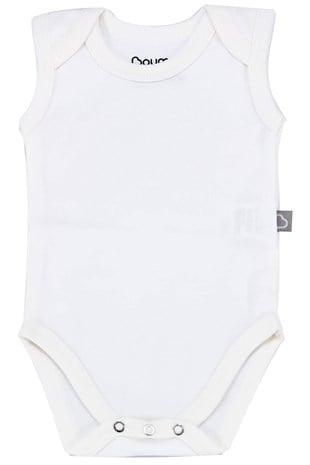 Body&Zıbın Boumini Kolsuz Bebek ÇıtÇıtlı Body Beyaz Zarf Yaka 0-36 ay Boumini