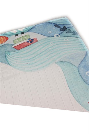 Deniz Kızı Müslin Battaniye 90 x 130 cm, müslin battaniye, anı battaniyesi, hatıra battaniyesi, hikaye battaniyesi, masal battaniyesi, bebek battaniyesi, bebek müslin, bebek müslin battaniye,