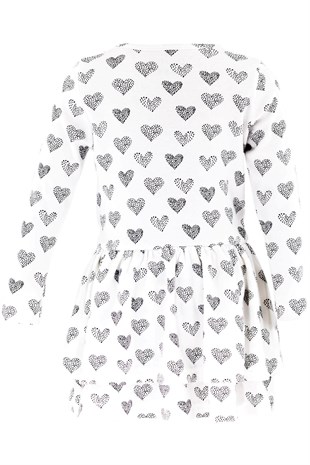 Kız Çocuk Elbise Boumini Volanlı Kat Kat Kız Çocuk Elbise Kalpler Boumini