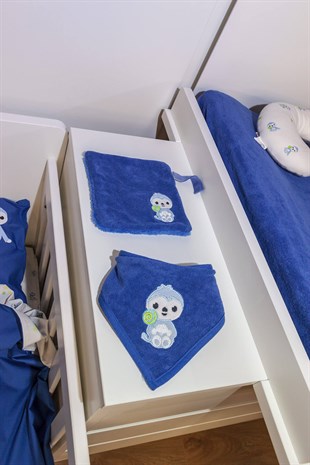 Nevresim Takımları Mavi Tembel Hayvan Seyahat yastığı Panço Fular Önlük Emzik Bezi Altaçma Çarşafı Nevresim Takımı Seti Uygun Bebe