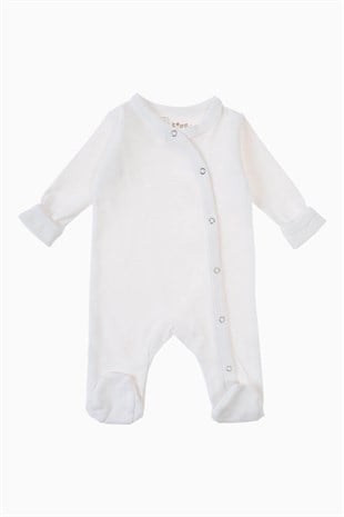 Patikli Prematüre Bebek Tulumu BeyazTulum Patikli Yenidoğan Beyaz Bebek Tulumu Uygun Bebe