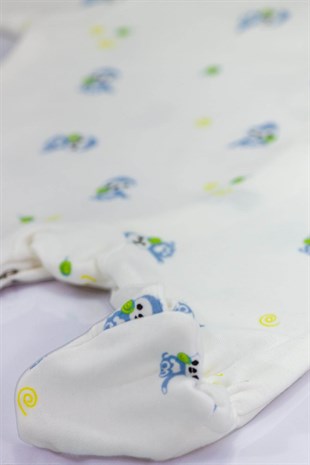 Tulum Boumini Yeni Doğan Patikli Bebek Tulumu 0-6 ay Mavi Tembel Hayvan Boumini
